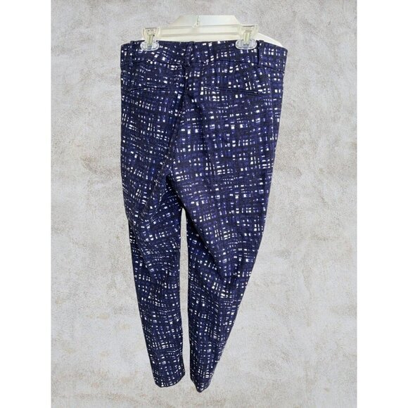 Ann Taylor Ladies flat front pockets blue white spandex blend pants size 8 - Picture 11 of 11